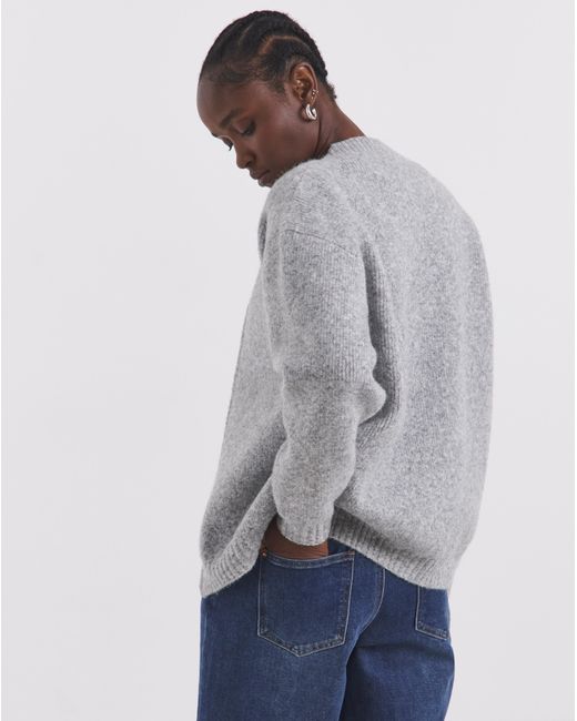 Simply Be Gray Knitted Ribbed Bomber Jacket