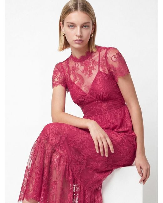Lovedrobe Pink Floral Lace Midaxi Dress