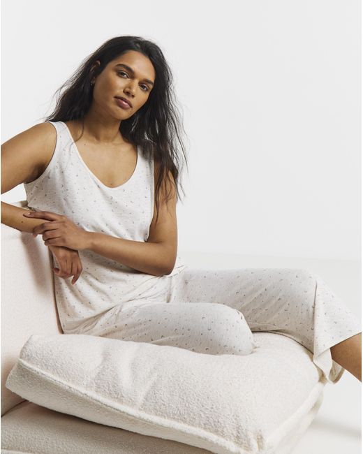 Pretty Secrets White Pretty Lounge Fold Top Culotte Set