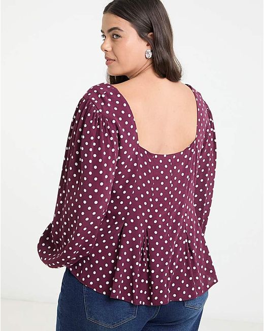 Simply Be Red Button Down Tea Blouse