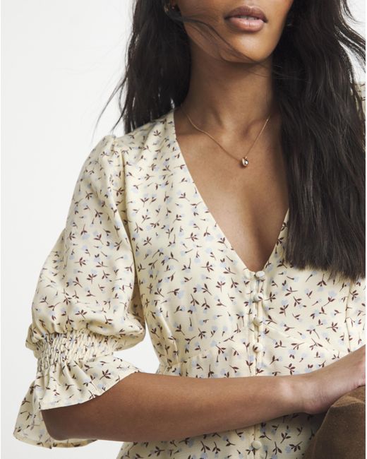 Simply Be Brown Shirred Sleeve Tea Blouse