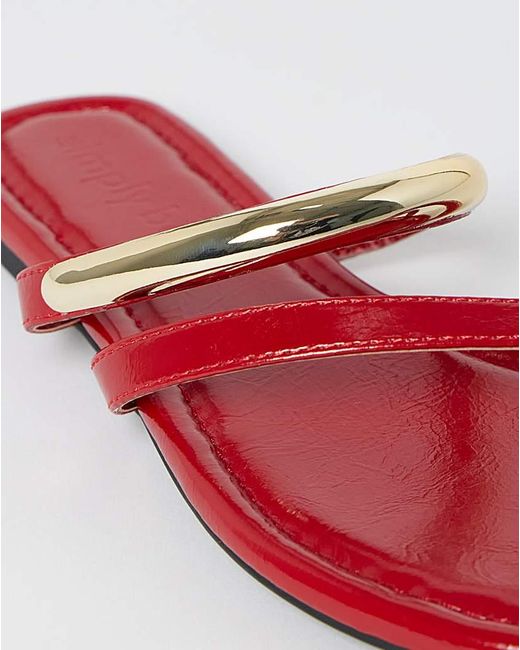 Simply Be White Toe Loop Hardware Sandals Extra Wide