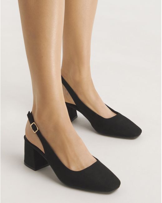 JD Williams Black Block Heel Slingback Shoe Eee Fit