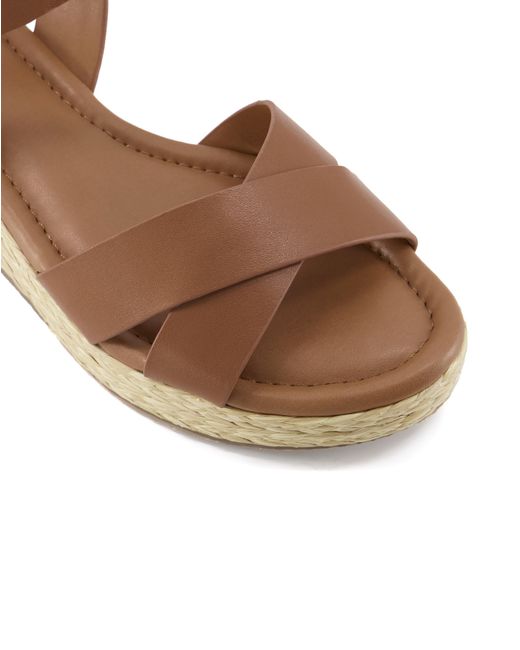 Dune Brown Linnie Wedge Sandals E Fit