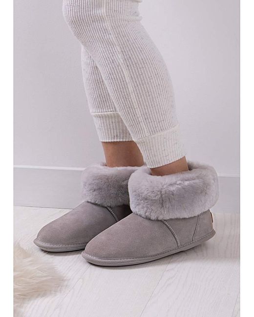 Just Sheepskin|Totes Gray Just Sheepskin Ladies Albery Slippers