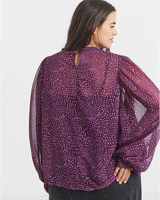 Simply Be Purple Exaggerated Sleeve Blouse