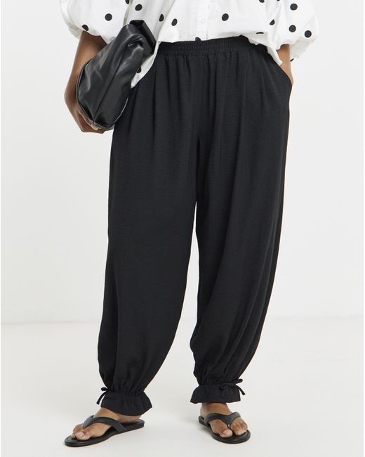 Simply Be Blue Tie Cuff Detail Balloon Trouser