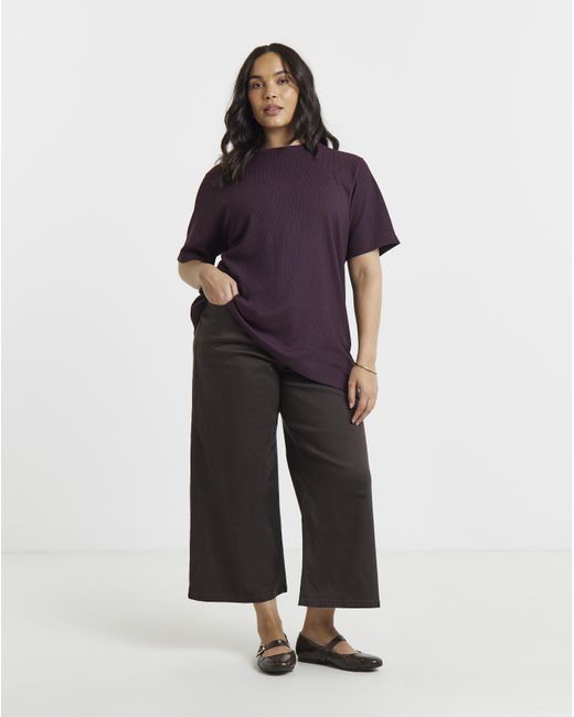 Simply Be Purple Crew Text Ayshem Top