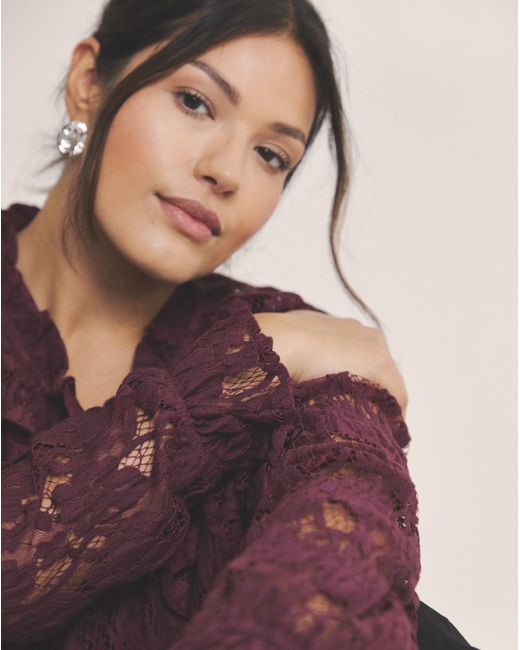 Simply Be Purple Lace Peplum Blouse