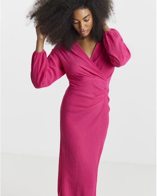 Simply Be Pink Textured Jersey Ruched Midi Dress