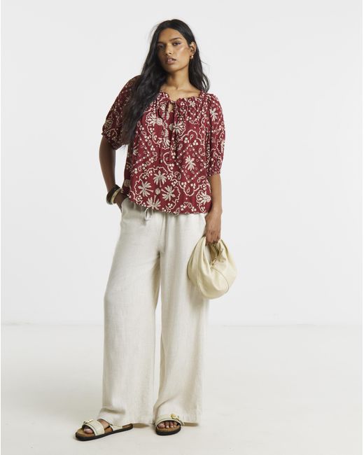Simply Be Red Crinkle Smock Blouse