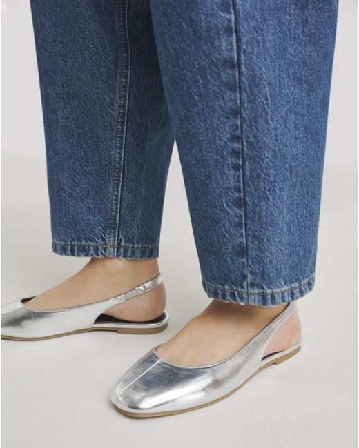 Simply Be Blue Square Toe Flat Slingback Ex Wide