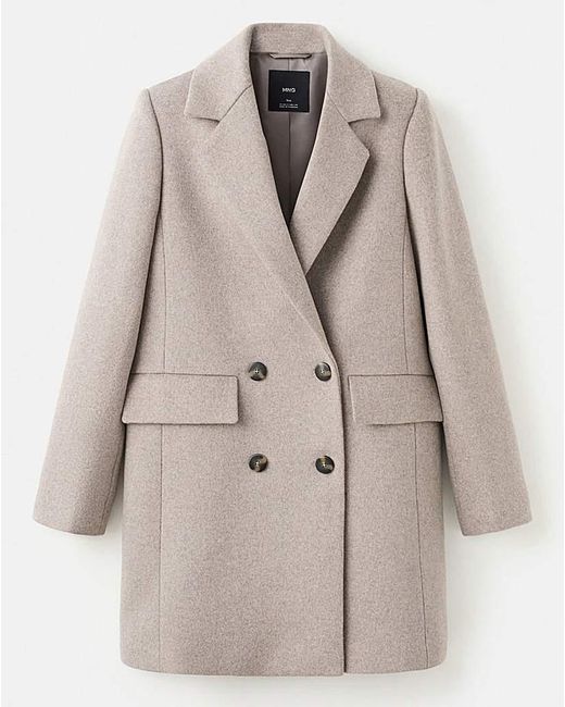 Mango Brown Wool Mix Double Breasted Coat