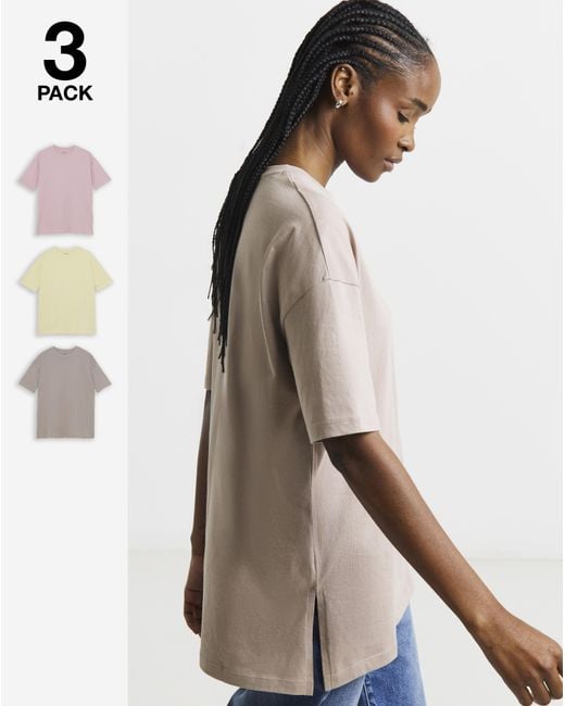 Simply Be Natural Pack Of 3 Boyfriend T- Shirts