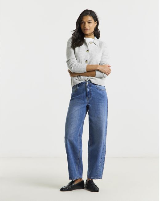 Simply Be Blue Mid Wash Stretch Tapered Jeans