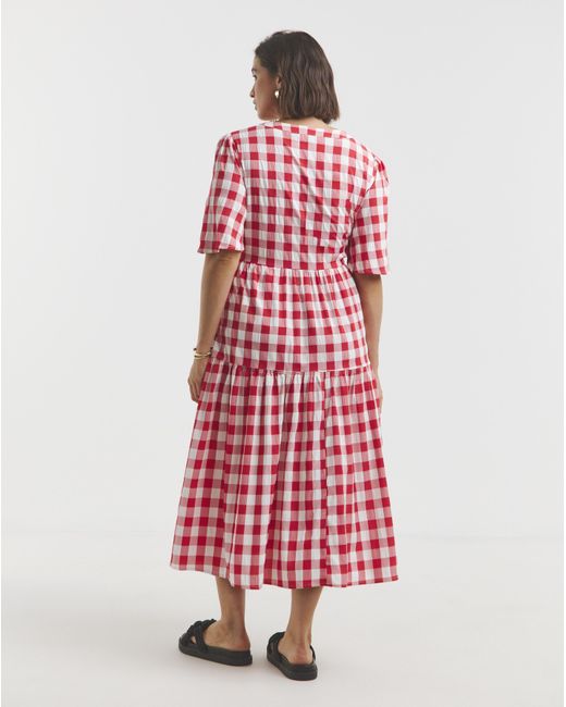 Simply Be Red Gingham Midi Dress