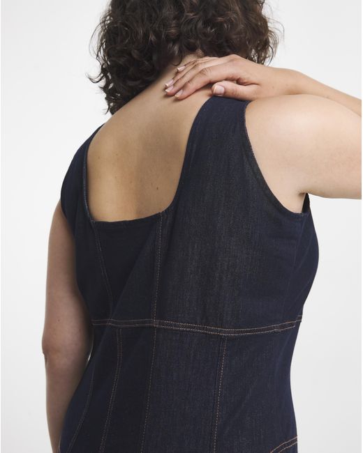 Simply Be Blue Denim Fitted Midaxi Dress