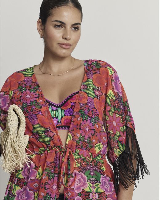 Figleaves Red Frida Open Beach Kaftan