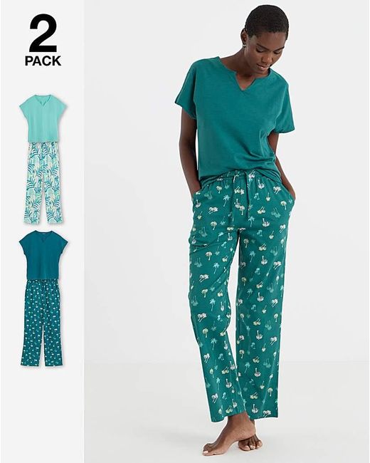 JD Williams Blue 2 Pack Cotton Pj Set