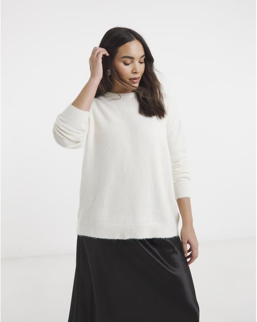 Simply Be White Bow Back Longline Jumper