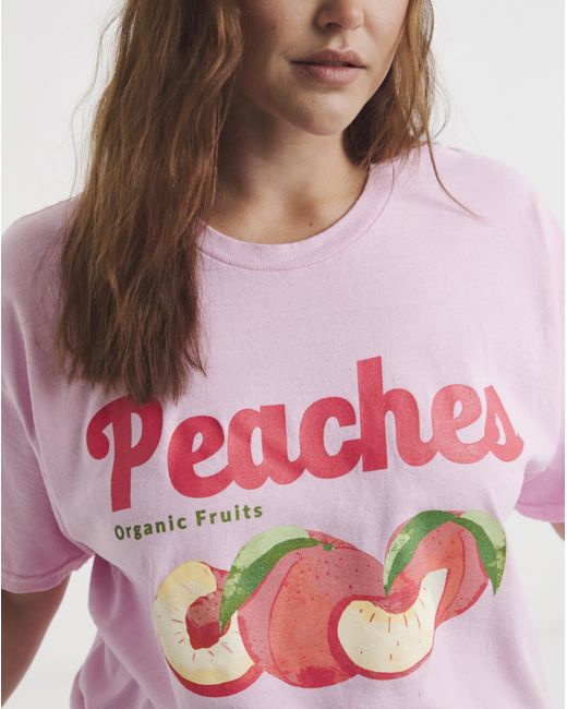 Simply Be Pink Peaches Slogan T-Shirt