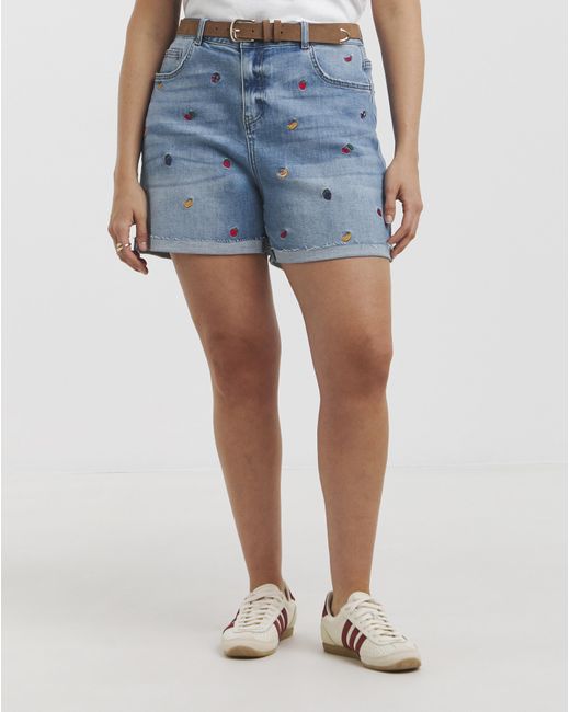 Simply Be Blue Sbe Fruit Roll Hem Short