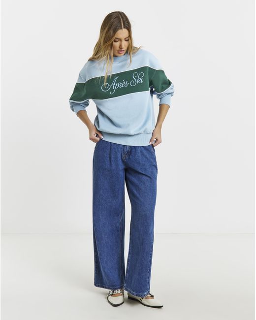 Simply Be Blue Apres Ski Graphic Sweatshirt