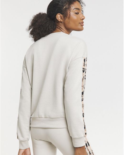 Adidas Gray Print 3 Stripe Sweatshirt