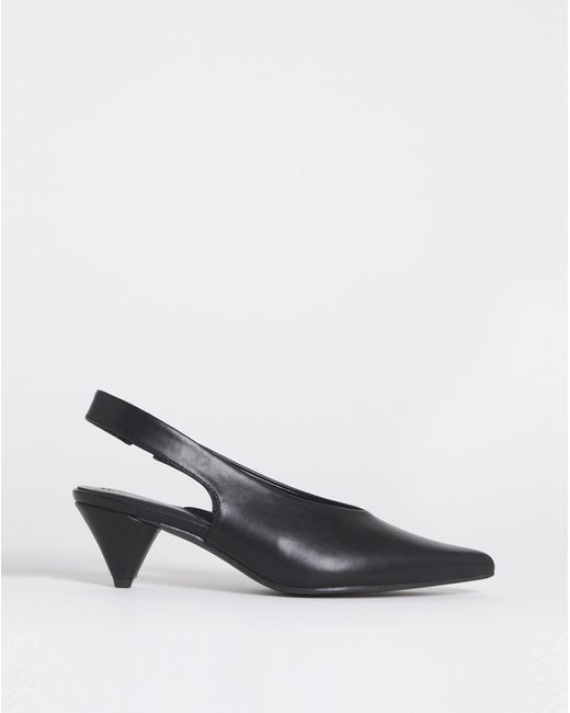 Heavenly Soles Black Slingback Pointed Toe Heels Wide