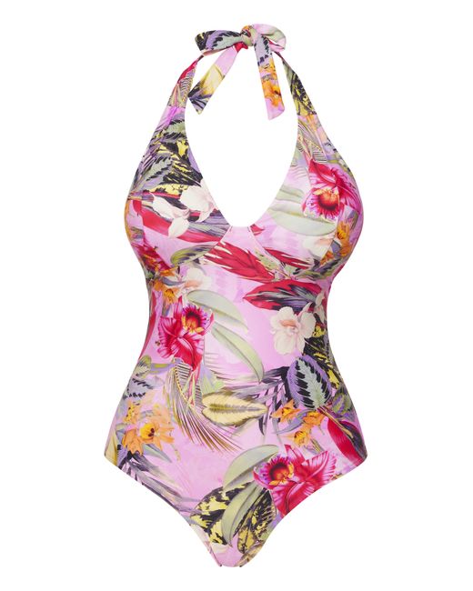 Figleaves Pink Fiji Halterneck Swimsuit