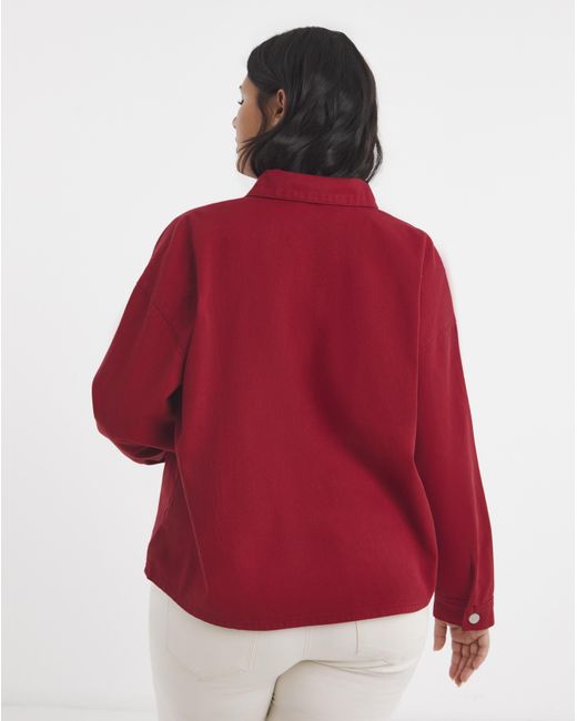 Simply Be Red Button Utility Jacket
