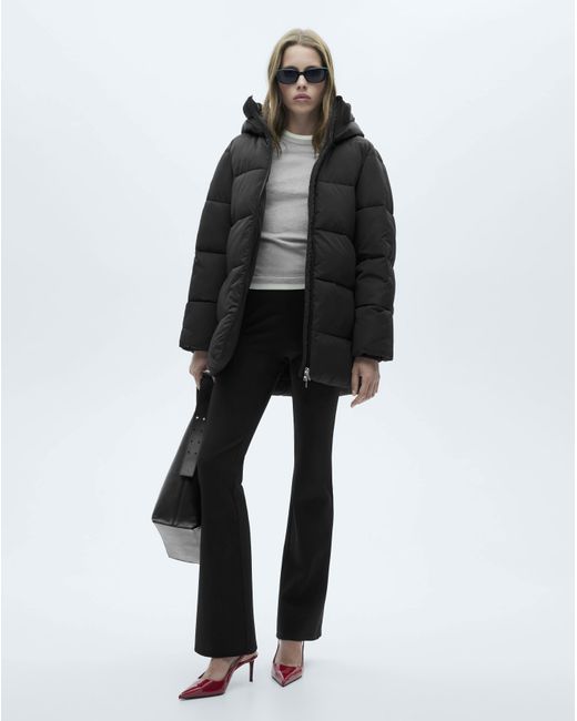 Mango Blue Quilted Anorak Puffer With Hood