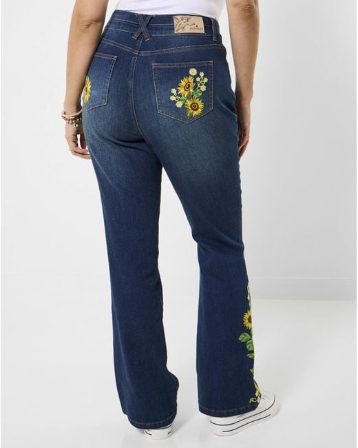 Joe Browns Blue Jb Sophia Sunflower Flared Jeans