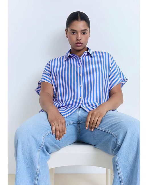 Mango Blue Striped Shirt