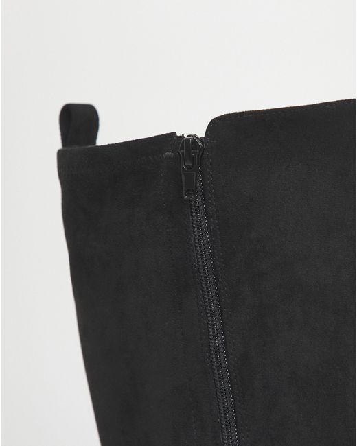 Simply Be Black Stretch Panel Knee High Boots Ex Wide C