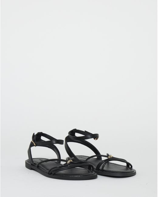 Simply Be Black Hardware Detail Flat Sandals Extra Wide