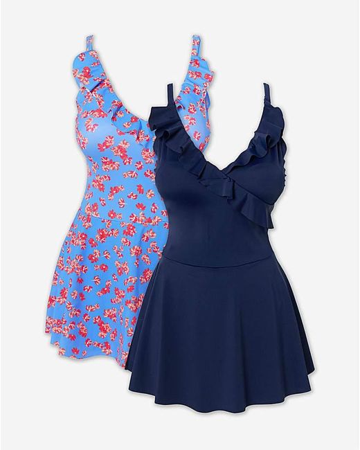 Simply Be Blue Value 2 Pack Swimdresses