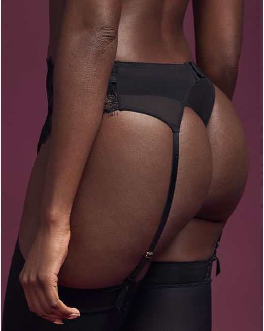Figleaves Black Pulse Lace Suspender