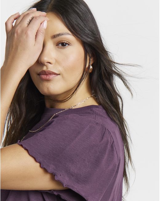 Simply Be Purple Ruffle Sleeve Peplum Tee