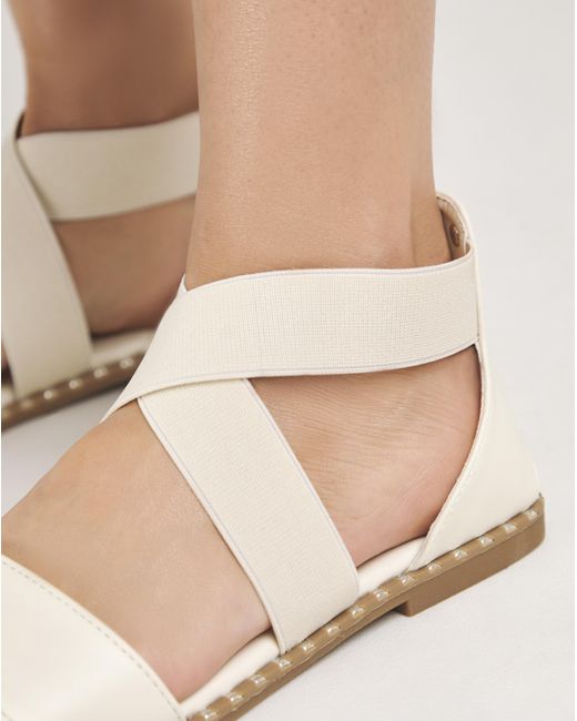 Simply Be Blue Stretch Cross Upper Flat Sandal Ex Wide