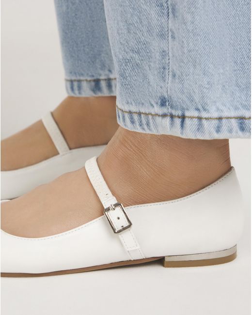 Simply Be White Mary Jane Ballerina Shoes Ex Wide Fit