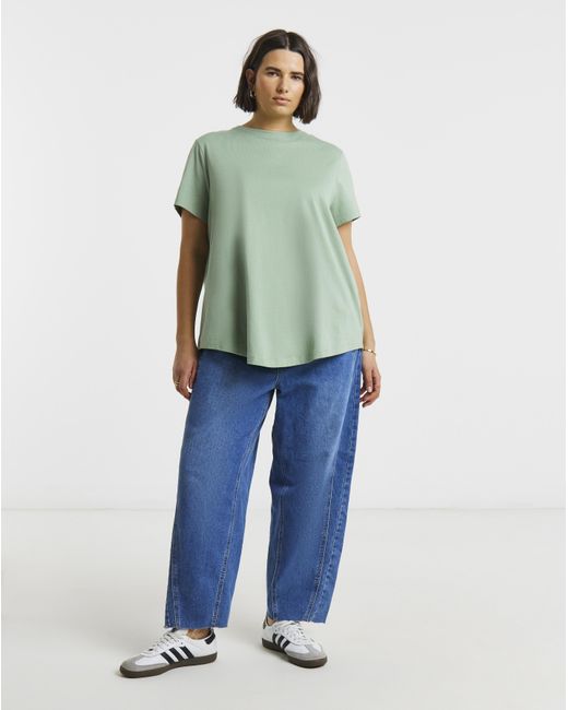 Simply Be Green 2 Pack Curved Hem Longline T-Shirts