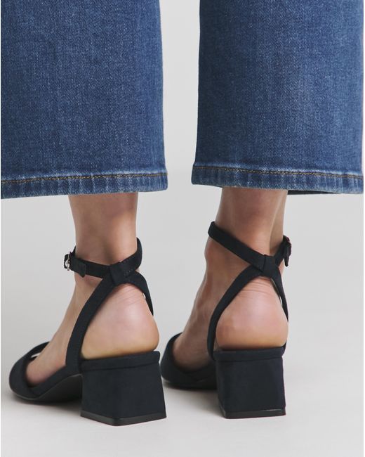 Simply Be Blue Barely There Low Block Heel Ex Wide