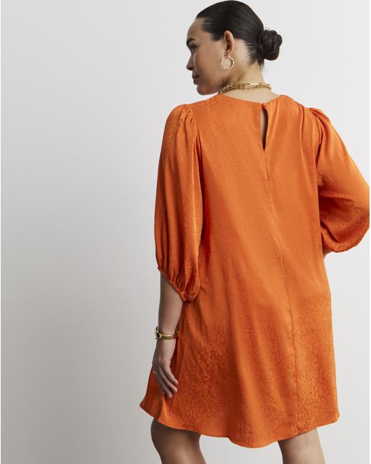 Joanna Hope Orange Joannah Hope Satin Jaquard Swing Dress