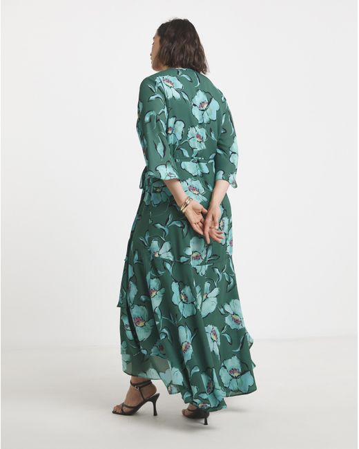 Joanna Hope Green Printed Wrap Dress