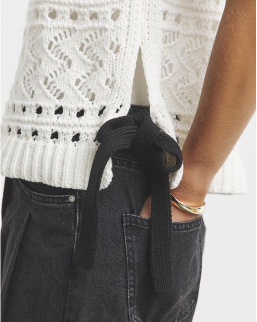 Simply Be Brown Pointelle Tie Side Vest