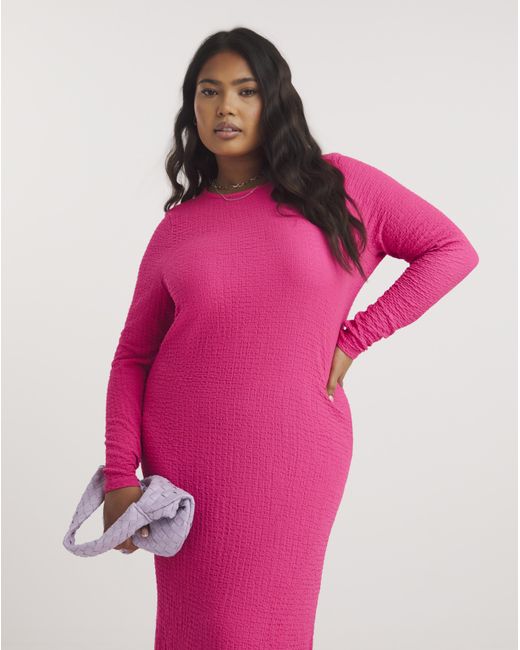 Simply Be Pink Textured Jersey Midaxi Dress