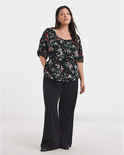 Simply Be Black Crinkle Blouse