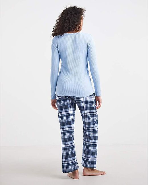 Pretty Secrets Blue Henley Pj Set