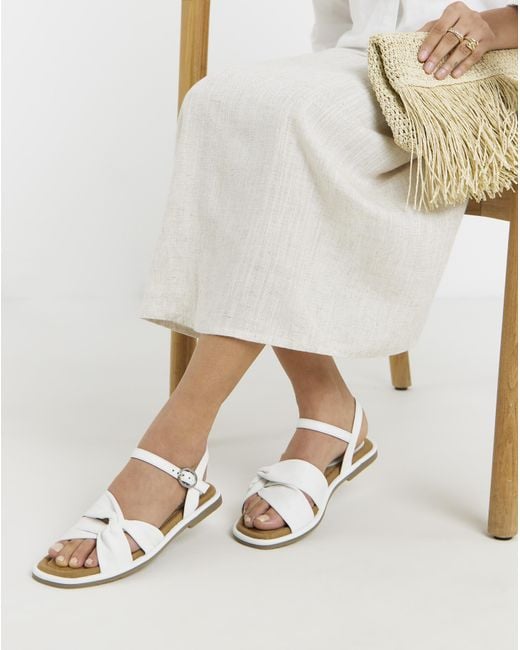 JD Williams White Soft Twist Two Part Sandals Ex Wide